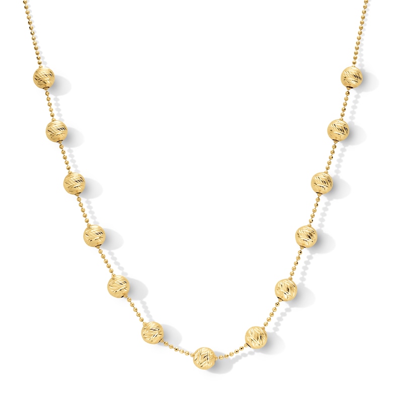 Main Image 1 of 6.0mm Bead Station Chain Necklace in 10K Gold