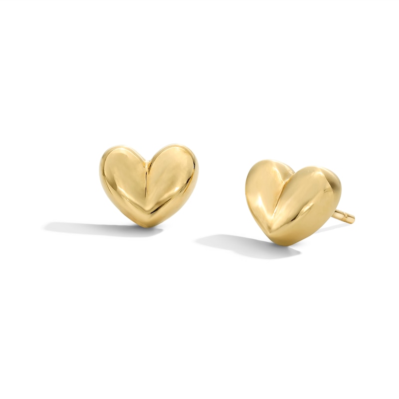 Main Image 1 of Heart Stud Earrings in Solid 14K Gold