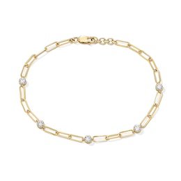 1/2 CT. T.W. Lab-Grown Diamond Station Paper Clip Chain Bracelet in 10K Gold (F/VS2)