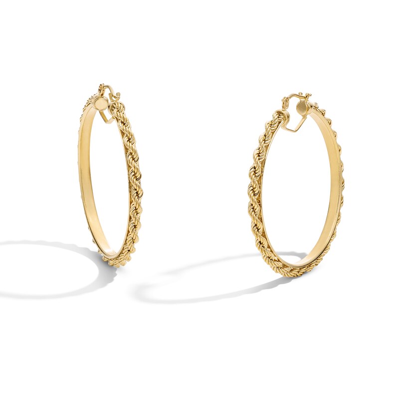 Main Image 1 of 35.2mm Rope Chain Hoop Earrings in Hollow 10K Gold