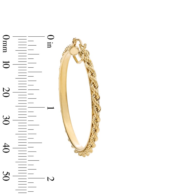 Main Image 2 of 35.2mm Rope Chain Hoop Earrings in Hollow 10K Gold