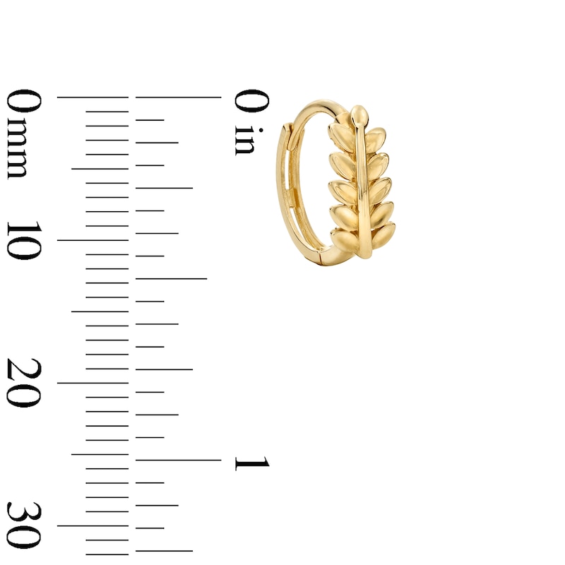 Main Image 2 of 12.7mm Leaf Huggie Hoop Earrings in Solid 10K Gold