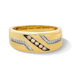 1/5 CT. T.W. Brown and White Diamond Slant Band in 10K Gold