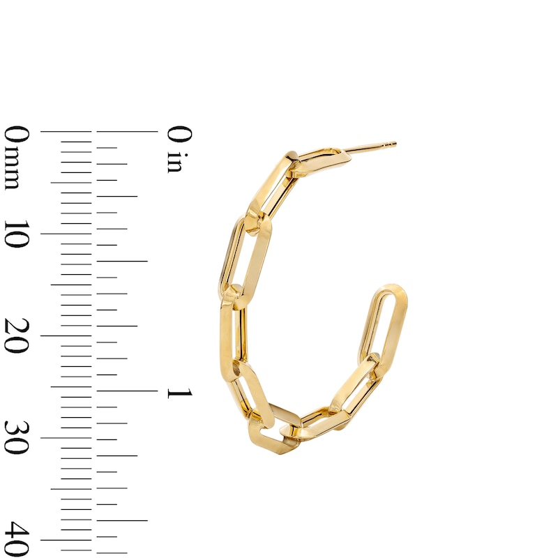 Main Image 2 of 19.0mm Chain Link J-Hoop Earrings in Hollow 10K Gold