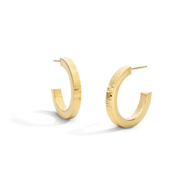 21.0mm Diamond-Cut J-Hoop Earrings in Hollow 10K Gold