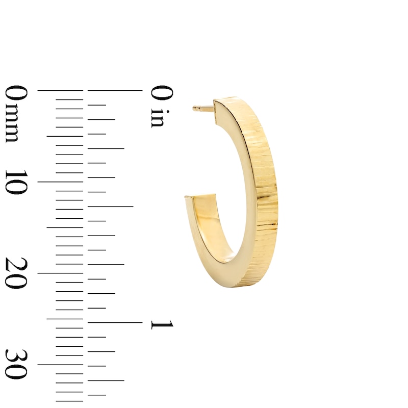 Main Image 2 of 21.0mm Diamond-Cut J-Hoop Earrings in Hollow 10K Gold
