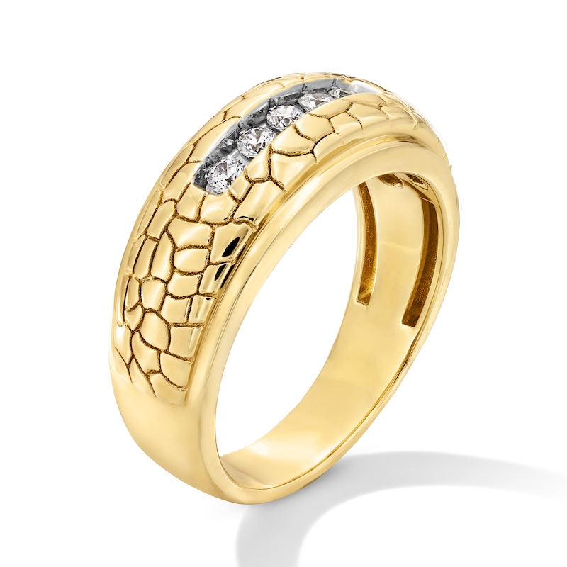 Main Image 2 of Men's 1/4 CT. T.W. Diamond Five Stone Nugget Band in 10K Gold - Size 10