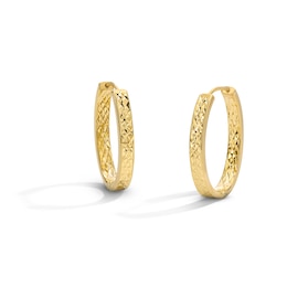 34.0mm Diamond-Cut Reversible Inside-Out Oval Hoop Earrings in Hollow 10K Gold