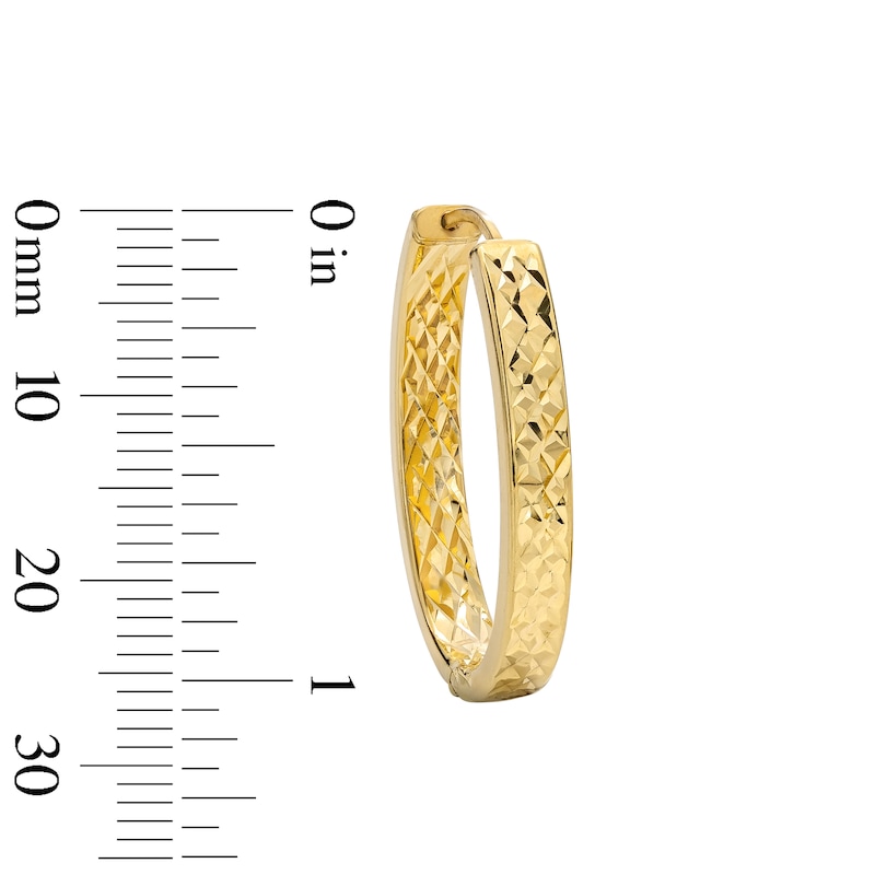 Main Image 2 of 34.0mm Diamond-Cut Reversible Inside-Out Oval Hoop Earrings in Hollow 10K Gold