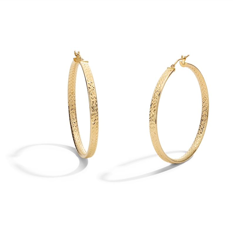 Main Image 1 of 42.8mm Diamond-Cut Hoop Earrings in Hollow 10K Gold