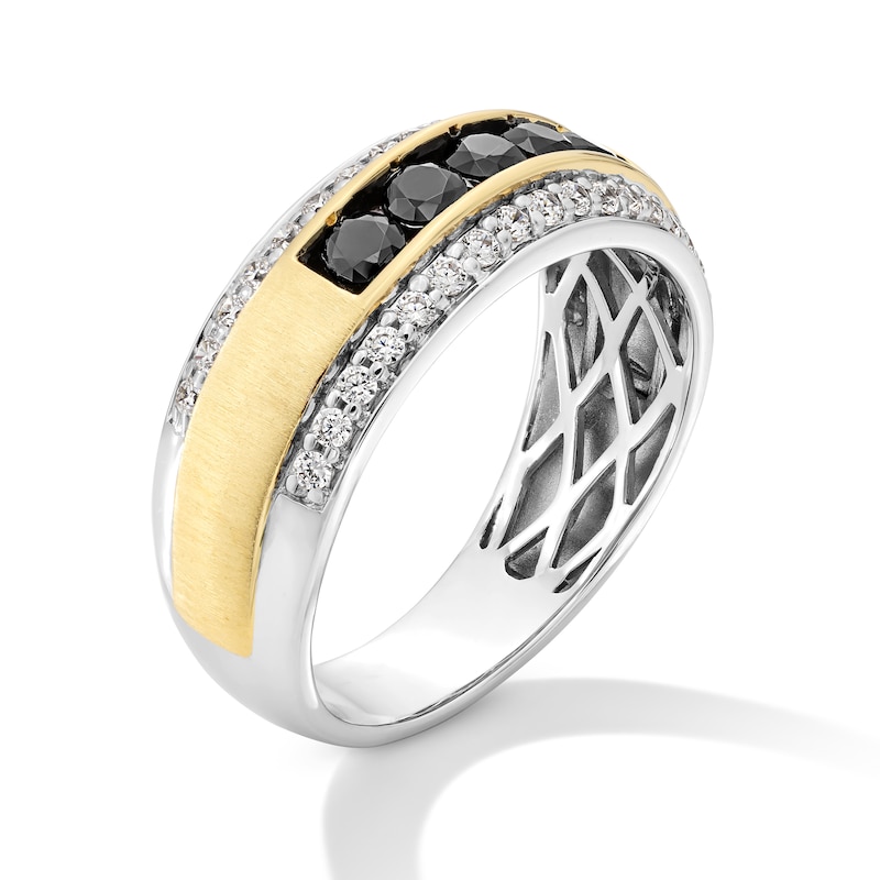 Main Image 2 of Men's 1 CT. T. W. Black and White Diamond Band in 10K Two-Tone Gold - Size 10