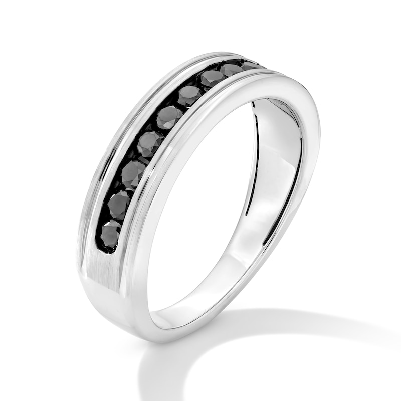 Main Image 2 of 5/8 CT. T.W. Black Diamond Band in 10K White Gold