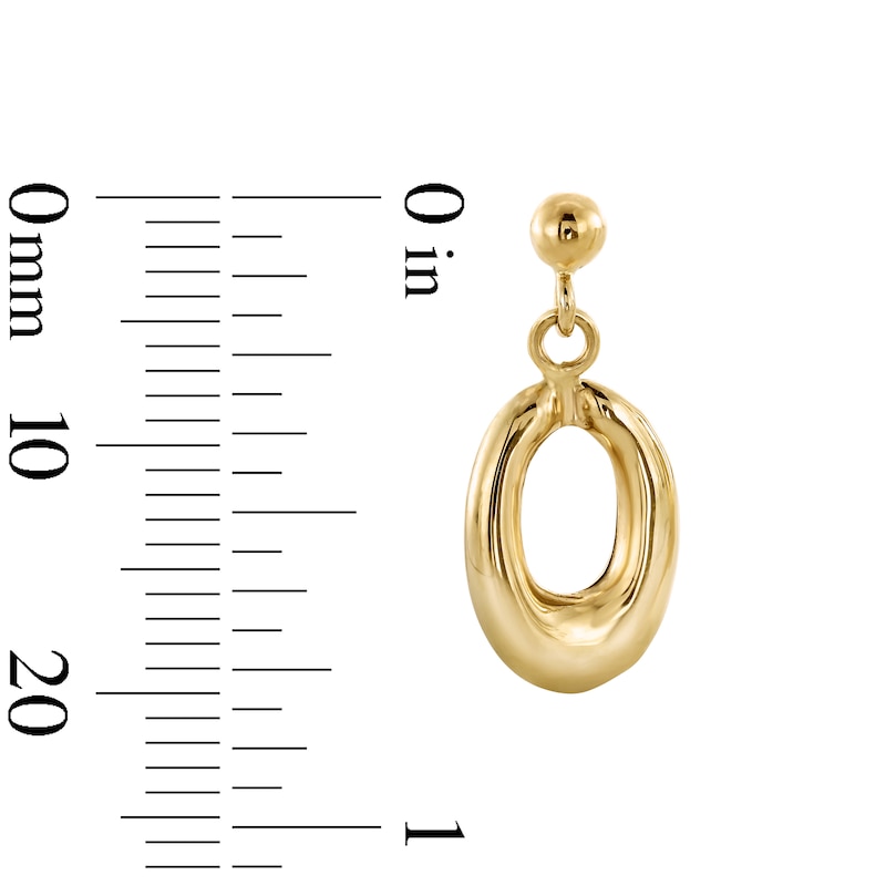 Main Image 2 of Oval Drop Earrings in Hollow 10K Gold