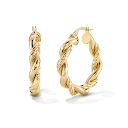 27.0mm Twist Hoop Earrings in Hollow 10K Gold