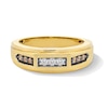 Thumbnail Image 1 of 1/4 CT. T.W. Brown and White Diamond Trio Stepped Edge Band in 10K Gold