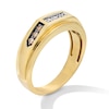 Thumbnail Image 2 of 1/4 CT. T.W. Brown and White Diamond Trio Stepped Edge Band in 10K Gold