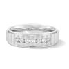 Thumbnail Image 1 of Men's 1/3 CT. T.W. Diamond Seven Stone Satin Groove Band in 10K White Gold - Size 10