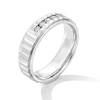 Thumbnail Image 2 of Men's 1/3 CT. T.W. Diamond Seven Stone Satin Groove Band in 10K White Gold - Size 10