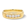Thumbnail Image 1 of Men’s 3/8 CT. T.W. Diamond Five Stone Patterned Band in 10K Gold - Size 10