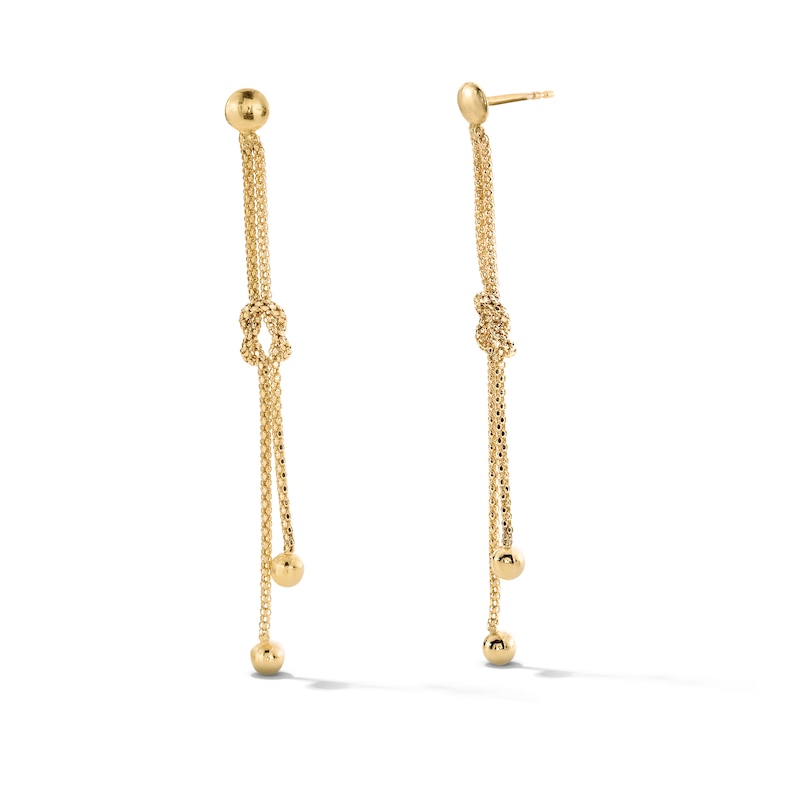 Main Image 1 of Knotted Dangle Earrings in Hollow 10K Gold