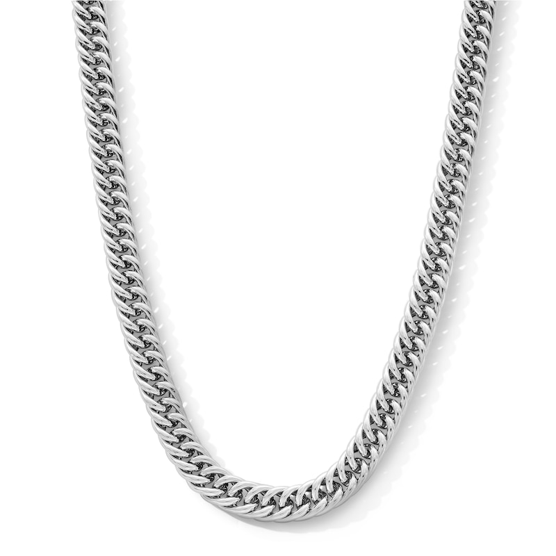 Main Image 1 of 10.0mm Double Curb Chain Necklace in Hollow Sterling Silver - 22”