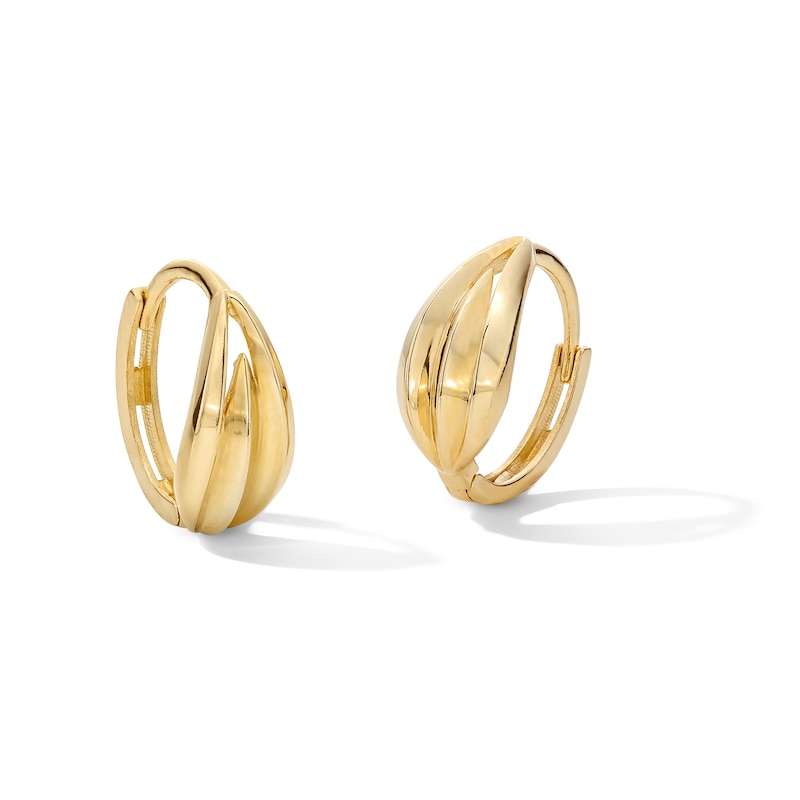 Main Image 1 of Tapered Huggie Hoop Earrings in Solid 10K Gold