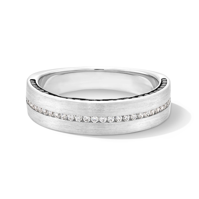 Main Image 1 of 5/8 CT. T.W. Black and White Diamond Channel-Set Band in 10K White Gold