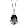 Thumbnail Image 1 of Enchanted Disney Villains Maleficent Onyx and 1/8 CT. T.W. Diamond Castle Pendant in Black Sterling Silver - 19"