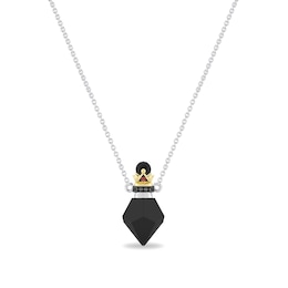Enchanted Disney Villains Evil Queen Onyx, Garnet and Black Diamond Accent Dagger Necklace in Sterling Silver - 20"