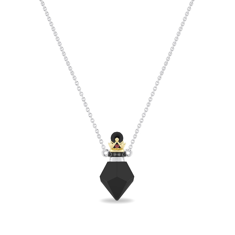 Main Image 1 of Enchanted Disney Villains Evil Queen Onyx, Garnet and Black Diamond Accent Dagger Necklace in Sterling Silver - 20"
