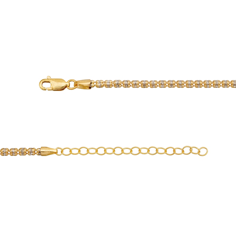 Main Image 3 of 3.5mm Diamond-Cut Ice Bead Chain Necklace in Solid 10K Two-Tone Gold