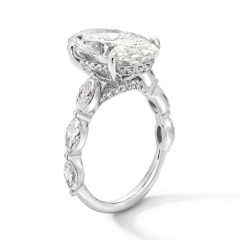 Main Image 2 of 7 CT. T.W. Oval Certified Lab-Grown Diamond Scallop Shank Engagement Ring in 14K White Gold (F/VS2)