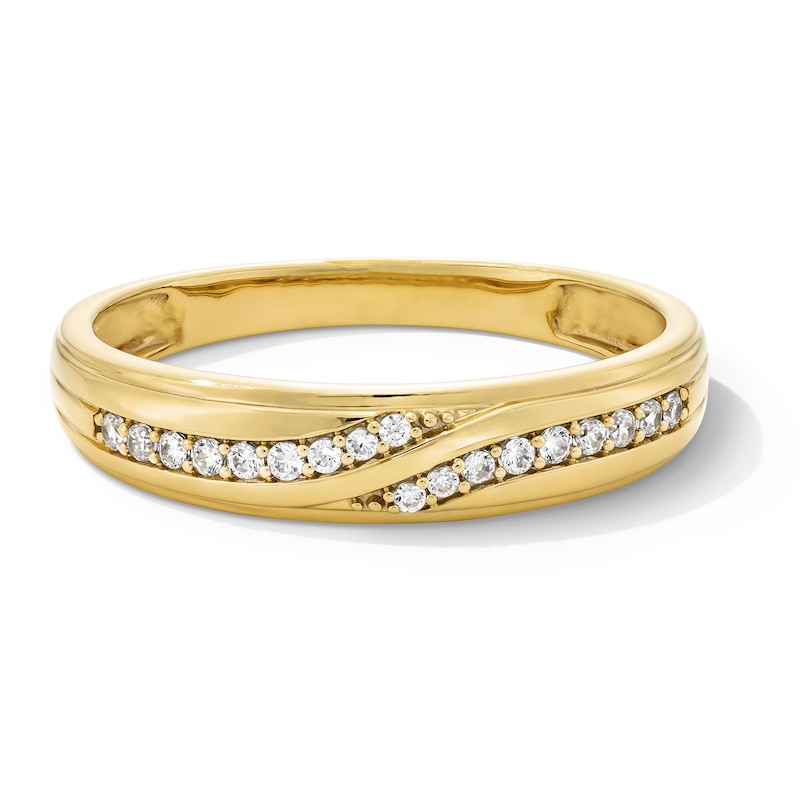 Main Image 5 of 1/2 CT. T.W. Certified Lab-Grown Diamond Bypass Ribbon Wedding Ensemble in 10K Gold (F/SI2) - Size 7 and 10