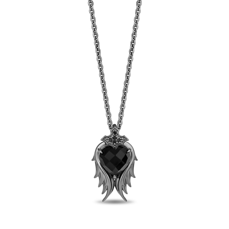 Main Image 4 of Enchanted Disney Villains Maleficent Onyx and Black Diamond Wings Pendant and Stud Earrings Set in Black Sterling Silver