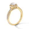 Thumbnail Image 2 of 1 CT. T.W. Oval Certified Lab-Grown Diamond Frame Crossover Shank Engagement Ring in 14K Gold (F/SI2)