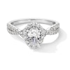 Thumbnail Image 1 of 1 CT. T.W. Oval Certified Lab-Grown Diamond Frame Crossover Shank Engagement Ring in 14K White Gold (F/SI2)
