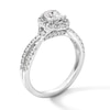 Thumbnail Image 2 of 1 CT. T.W. Oval Certified Lab-Grown Diamond Frame Crossover Shank Engagement Ring in 14K White Gold (F/SI2)