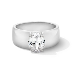 2 CT. Oval Certified Lab-Grown Diamond Solitaire Thick Shank Engagement Ring in 14K White Gold (F/VS2)