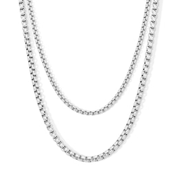 Rolo Box Chain Necklace Set in Solid Stainless Steel - 20” and 22”