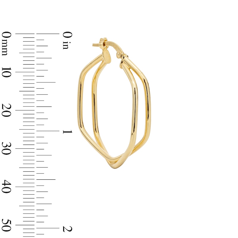 Main Image 2 of 30.0mm Hexagon Double-Hoop Earrings in Hollow 10K Gold