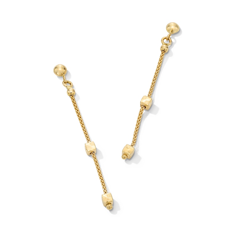 Main Image 1 of Cube Station Chain Drop Earrings in Hollow 10K Gold