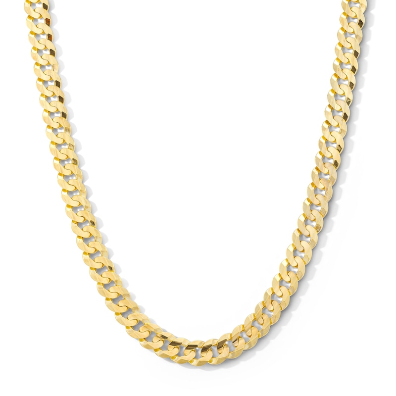 Main Image 1 of 9.5mm Flat Concave Curb Chain Necklace in Solid 14K Gold - 22”