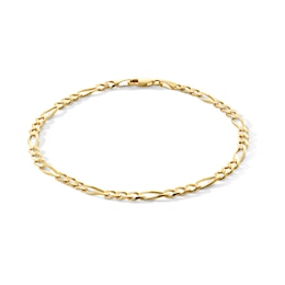 4.0mm Concave Figaro Chain Bracelet in Solid 10K Gold - 8.5”