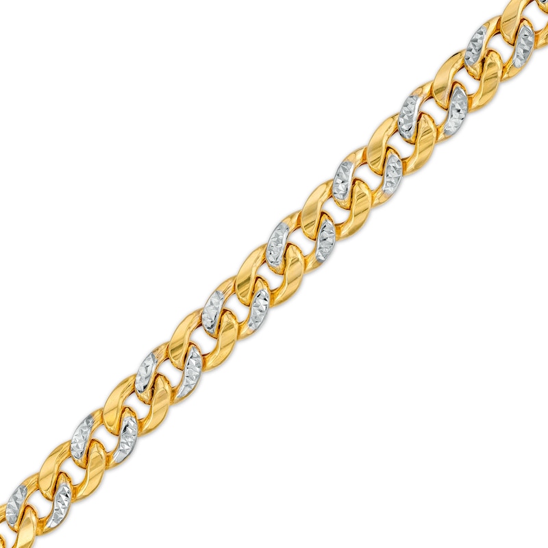 Main Image 1 of 8.2mm Diamond-Cut Miami Cuban Curb Chain Bracelet in Hollow 14K Two-Tone Gold - 7.5"
