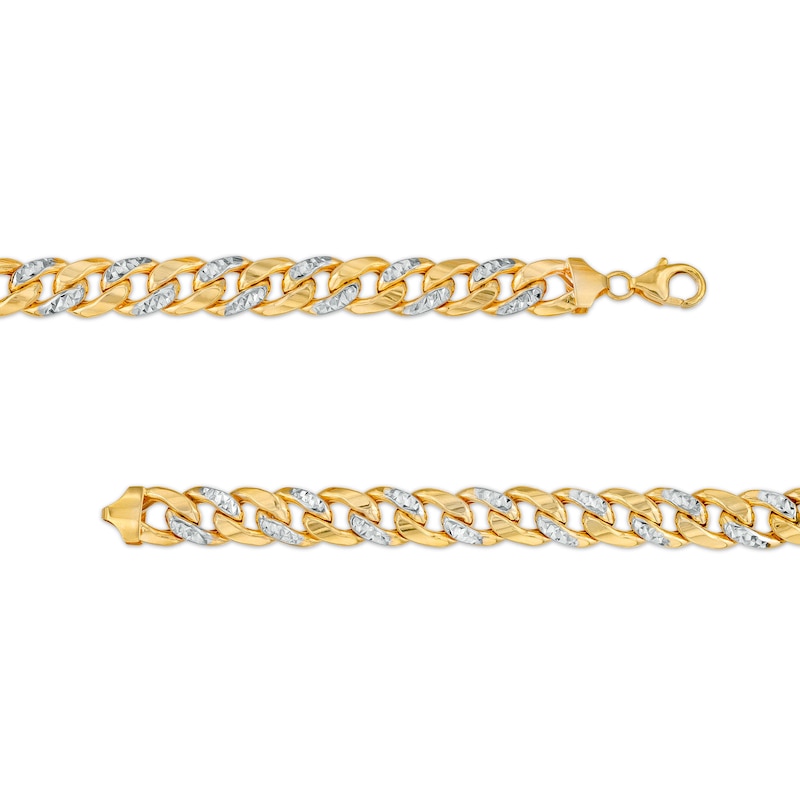 Main Image 3 of 8.2mm Diamond-Cut Miami Cuban Curb Chain Bracelet in Hollow 14K Two-Tone Gold - 7.5"
