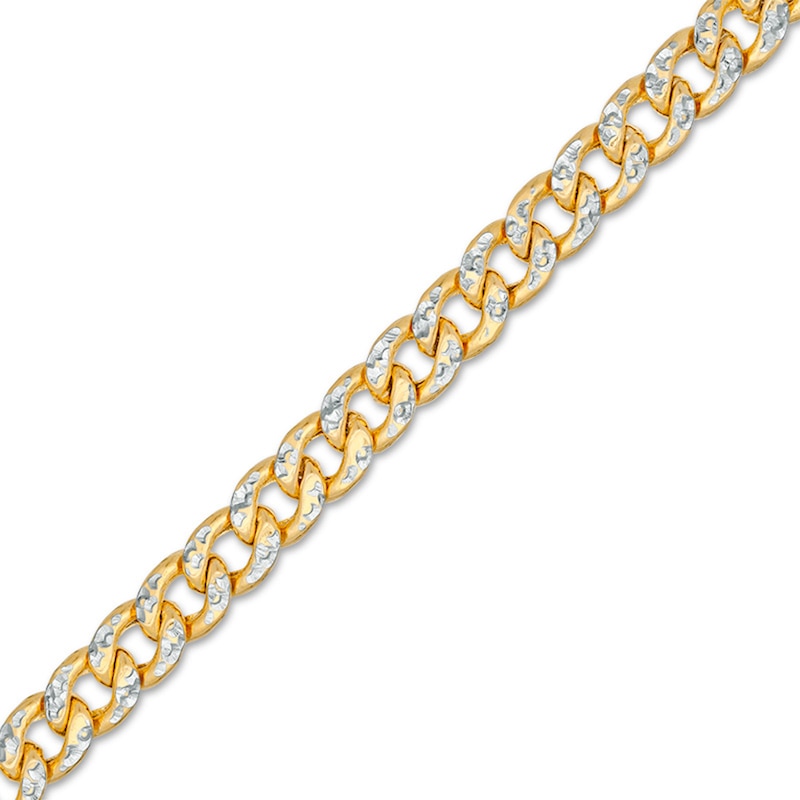 Main Image 1 of 5.5mm Diamond-Cut Miami Cuban Curb Chain Bracelet in Hollow 14K Two-Tone Gold - 7.5"