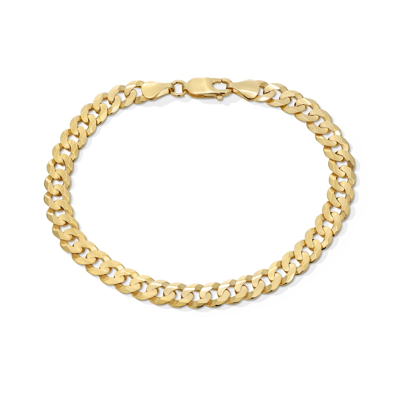 Main Image 1 of 6.9mm Flat Concave Curb Chain Bracelet in Solid 10K Gold - 8.5”