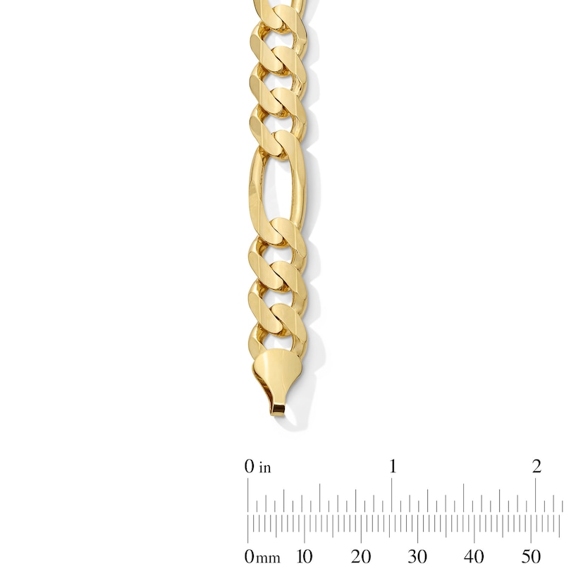 Main Image 2 of 9.5mm Concave Figaro Chain Bracelet in Solid 10K Gold - 8.5"
