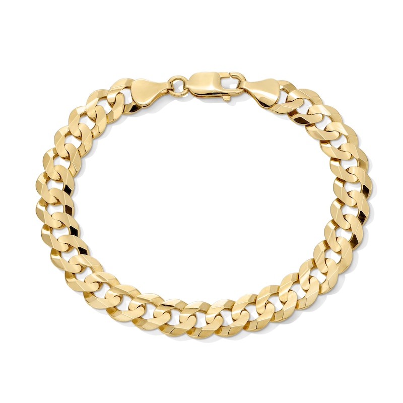 Main Image 1 of 9.5mm Flat Concave Curb Chain Bracelet in Solid 10K Gold - 8.5"