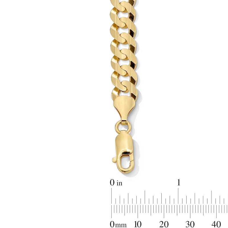 Main Image 2 of 9.5mm Flat Concave Curb Chain Bracelet in Solid 10K Gold - 8.5"